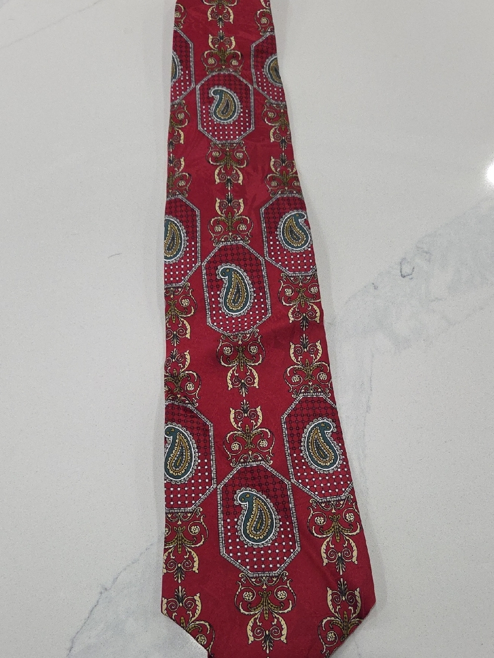 Hunt Club Red Paisley and Ornamental Silk Tie